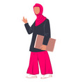 muslim woman student with paper in clip vector image vector image