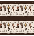 dancing figures wearing african masks vector image