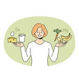 smiling woman holding magnesium and calcium vector image