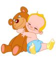 Outlined baby hug bear Royalty Free Vector Image