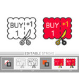 coupon buy one get editable stroke line icon vector image