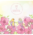 flowers and cute parrots vector image