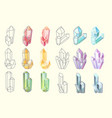 set of isolated shiny diamonds and gems structure vector image