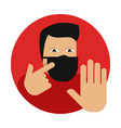 no entry without mask sign with flat cartoon man vector image vector image