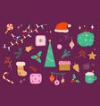 christmas holiday isolated elements set in flat vector image