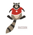 raccoon in t-shirt childish cartoon book character vector image