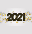 2021 happy new year with 3d realistic numbers vector image vector image