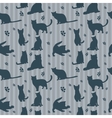cute cats silhouettes seamless pattern vector image vector image