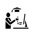education flight simulator on computer glyph icon vector image