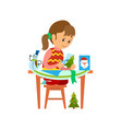 christmas holidays preparation of girl with card vector image