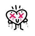 urban graffiti - funny heart with smile face dead vector image vector image