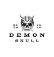 vintage hand drawn demon skull logo design vector image vector image