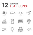 12 flight icons vector image vector image