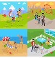 family holiday barbecue hiking and amusement park vector image