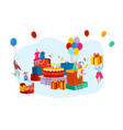 giant birthday present boxes and tiny people vector image