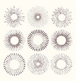 collection of trendy hand drawn retro sunburst vector image