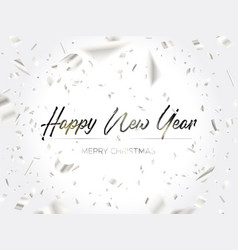 writing christmas and falling silver confetti vector image vector image