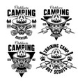 camping set of four monochrome emblems vector image vector image