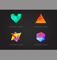 trendy crystal triangulated gem logo elements vector image
