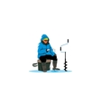 winter fishing sign ice fisherman on lake vector image