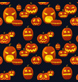 seamless pattern pumpkin lantern silhouette vector image