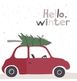 card with a little red vintage car vector image