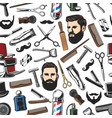 barbershop shave and man haircut seamless pattern vector image