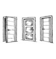 black-and-white front door isolated sketch set vector image vector image