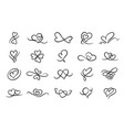 heart love calligraphy hand drawn flourish vector image