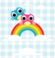 owls express love on the rainbow background vector image