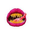 mouth scary teeth tongue of creepy alien beast vector image vector image