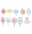 set cute cotton candy with a smile vector image