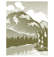 woodcut wilderness lake vector image vector image