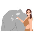 ancient woman in clothing made from animal skins vector image