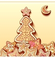 christmas tree chocolate honey-cakes background vector image