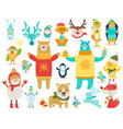 collection of animals snowmen vector image