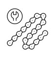 bicycle chane repair and shortening line icon vector image