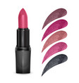 realistic lipstick with collection strokes vector image