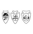 set of camping emblem in arrowhead shape design vector image vector image