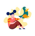 girl with dinosaur toy cartoon vector image