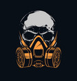 skull with respirator on black background vector image vector image
