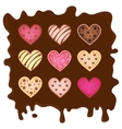 sweetmeats in form heart on chocolate background vector image vector image