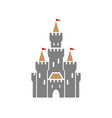 castle symbol icon with flags on white background vector image