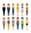 cute cartoon boys in assorted clothing styles vector image