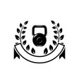 emblem template with kettlebells and wreath vector image vector image