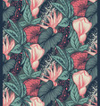 beautiful seamless pattern with tropical flowers vector image vector image