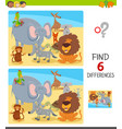 Differences Game With Cartoon Animal Characters Vector Image