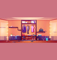 messy walk-in closet dressing room interior vector image vector image