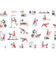 seamless pattern with men doing exercises vector image vector image