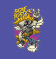 winged skeleton is playing rock music vector image
